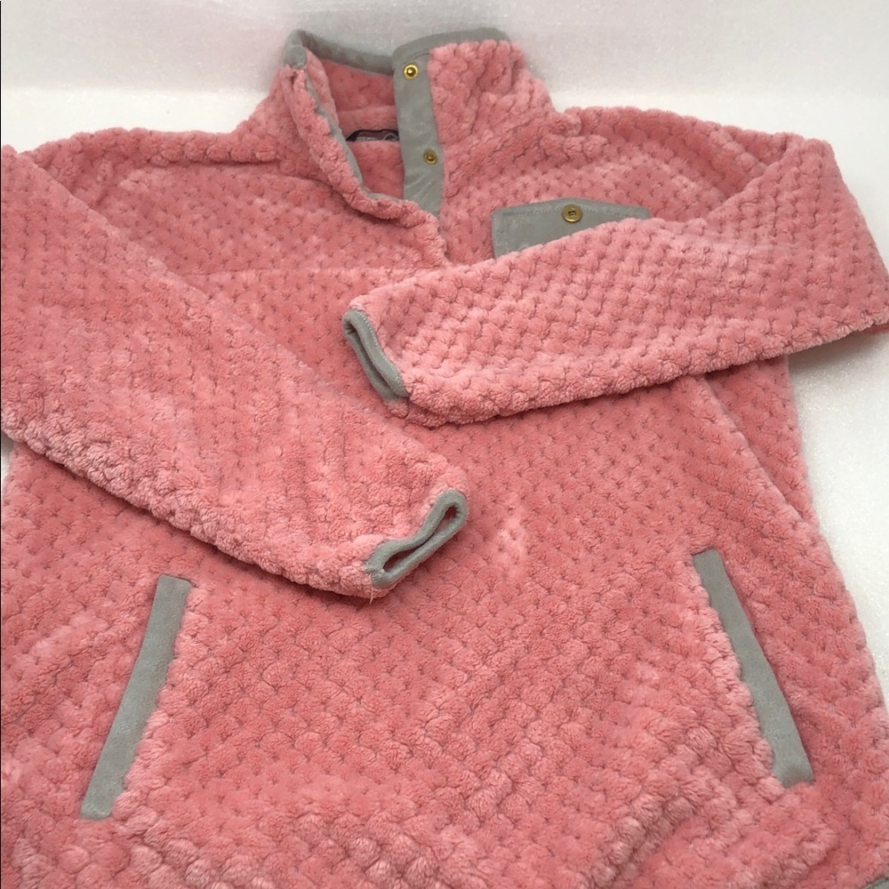 Simply Southern Pullover Pink And Gray Fleece Jacket Youth Size L - Picture 12 of 12